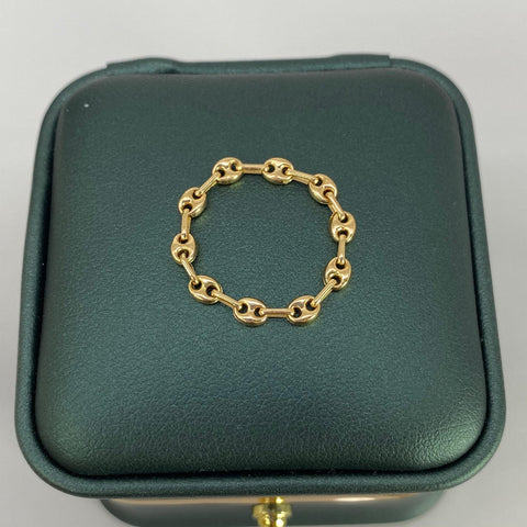 Anillo GC / 10 Eslabones Oro amarillo 18k / Talla 6 1/2 Hasta 7 1/2 / 0,63 Gr