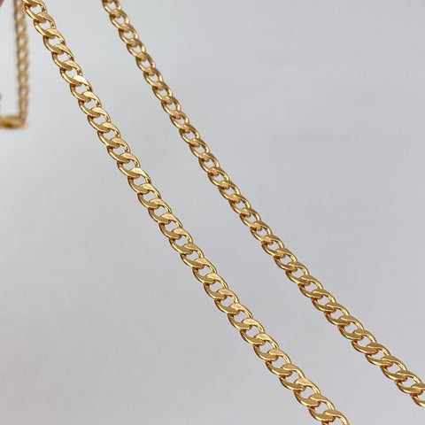 Set Cadena ● Cubana + Dije Corazon Diamantado Oro amarillo 18k 2,7 Gr / 2,5 mm / 45 Cm *