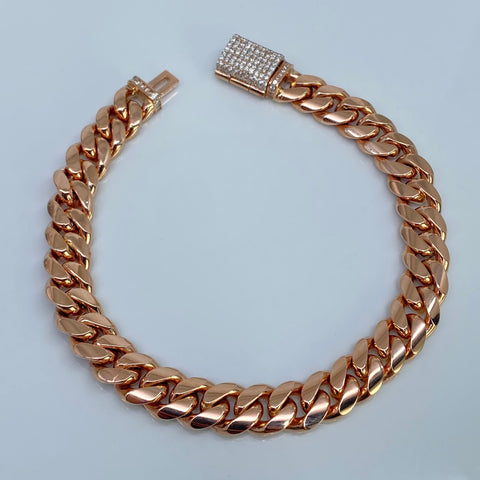 Pulso Cubano Broche Especial POR FABRICACIÓN Oro rosa 18k 49,75 Gr / 8,2 mm / 20 Cm *