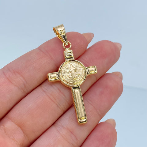 Dije Cruz San Benito Oro amarillo 18k 2,55 Gr / 4,8 Cm †
