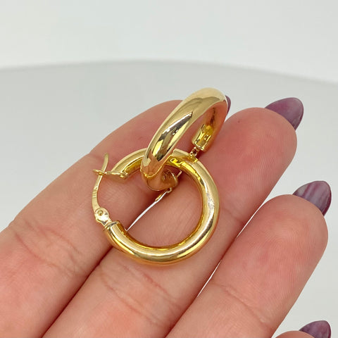 Candongas Redondas Lisas Oro amarillo 18k 3,4 Gr / 2,5 Cm  *