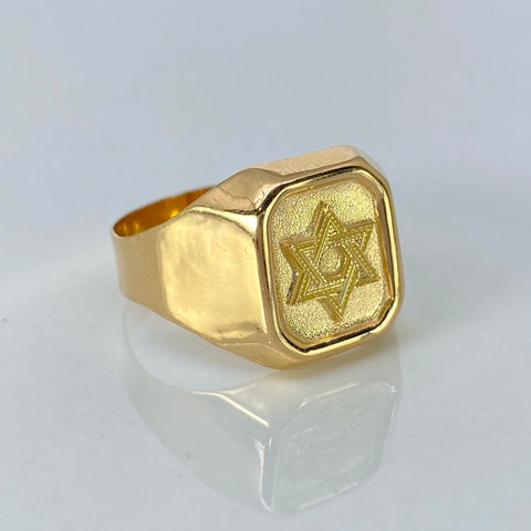 Anillo Sello Estrella De David Oro amarillo / Talla 11 1/4 / 3,52 Gr †