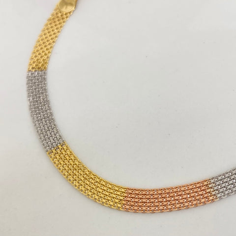 Pulso ● Chino Tres oros 18k +1 / 3,15 Gr / 4,6 mm / 19,5 Cm