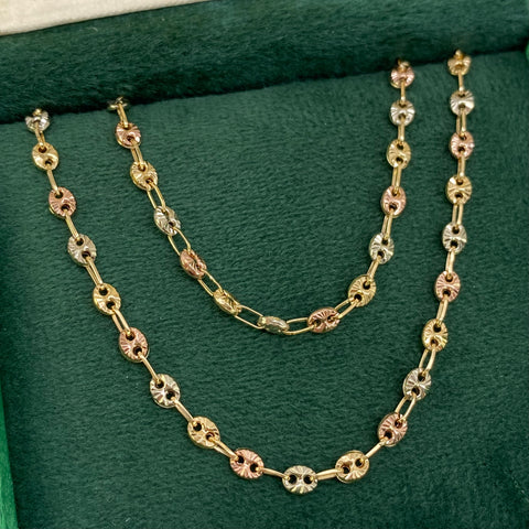 Cadena GC Diamantada Tres oros 18k 6,15 Gr / 3,3 mm / 45 Cm *