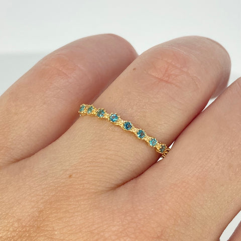 Anillo Churumbela Circones Celestes Oro amarillo 18k / Talla 7 3/4 / 1,05 Gr †