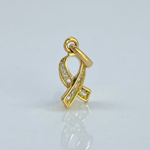 Dije Lazo Circones Blancos Oro amarillo 18k 0,75 Gr / 2 Cm  *