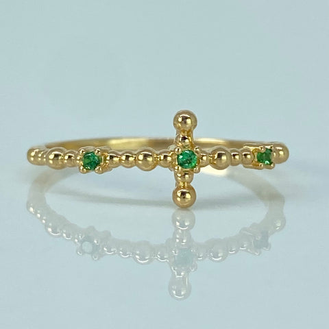 Anillo Circones Verdes Oro amarillo / Talla 5 1/4 / 1,1 Gr