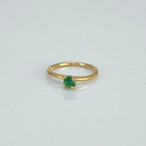 Piercing Aro Circon Verde/ Oro Amarillo 18k (Joya) / 0,24 gr / 9 mm / (Nariz)