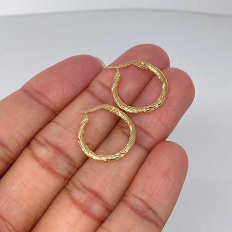 Candongas Entorchadas Lineales Oro amarillo 1,4 Gr / 2 Cm †