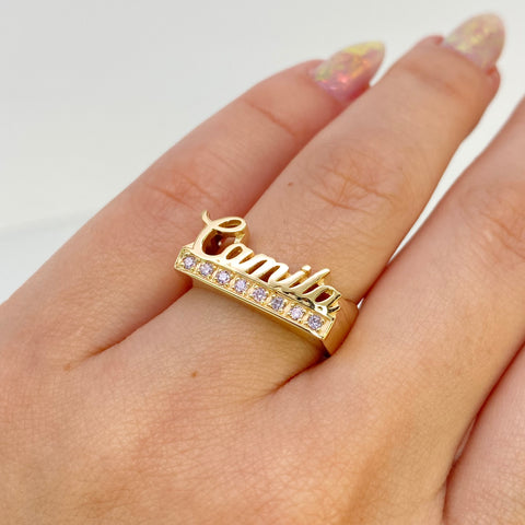 Anillo Nombre Personalizado Circones POR FABRICACION Oro amarillo 18k / Talla 6 1/2 / 6,73 Gr *