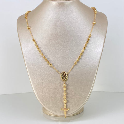 Rosario Virgen Milagrosa Bolas Diamantadas 6/5mm Oro amarillo 14,4 Gr / 60 Cm †