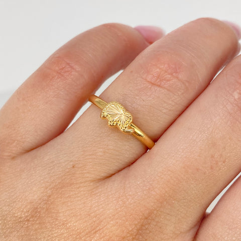 Anillo Elefante Diamantado Oro amarillo / Talla 6 3/4 / 1,11 Gr *