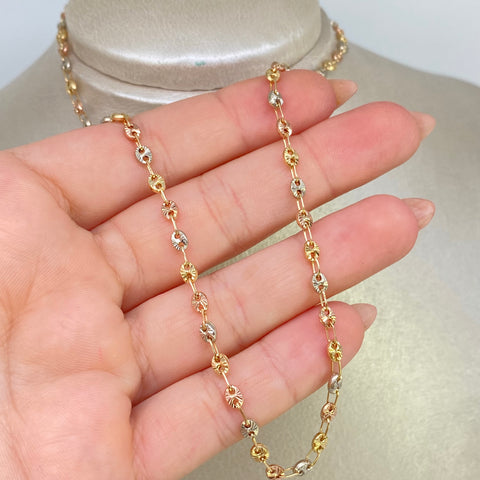 Cadena GC Diamantada Tres oros 18k 5,76 Gr / 3,3 mm / 40 Cm †