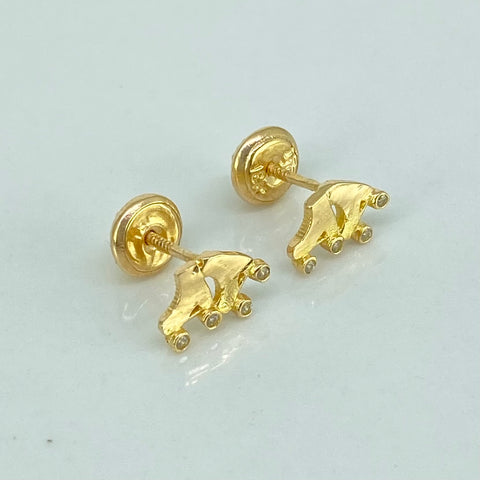Topos Patines Circones Blancos Oro amarillo 18k 0,95 Gr / 8 mm  *