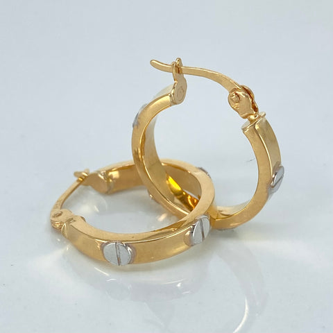 Candongas Tornillos CT Oro amarillo y Oro blanco 18k 2,65 Gr / 2,1 Cm  *