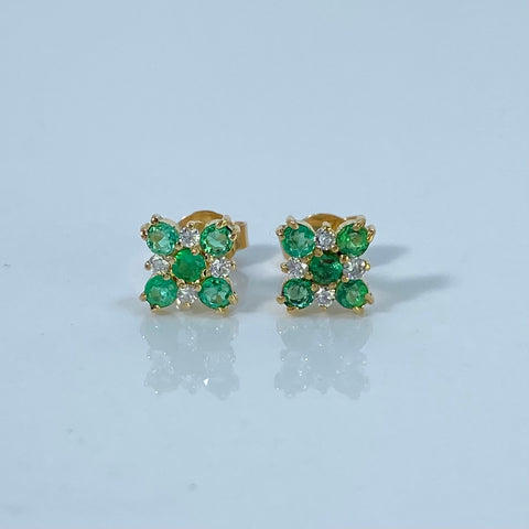 Topos Flor / 16 Pts Diam / 20 Pts Esme Oro amarillo 18k 1,45 Gr / 9 mm  *