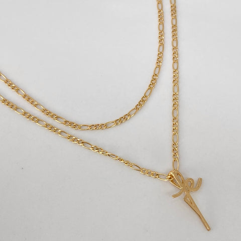 Set Cadena ● Tres Por Uno 3x1 + Dije Fe Oro amarillo 18k 1,6 Gr / 1,7 mm / 45 Cm *
