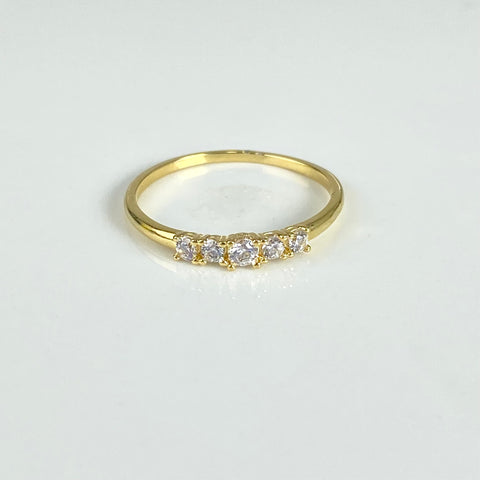 Anillo Circones Blancos Oro amarillo 18k / Talla 7 3/4 / 1,35 Gr †