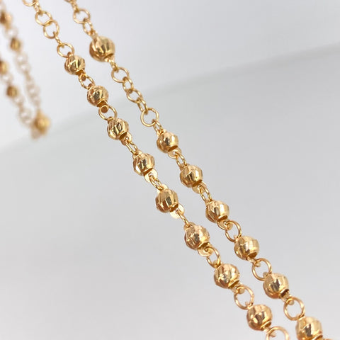 Rosario Virgen Milagrosa Bolas Diamantadas 4/3mm Oro amarillo 5,47 Gr / 45 Cm *
