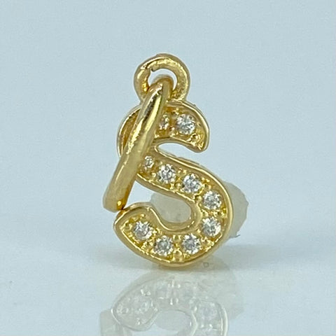 Dije Letra S Circones Blancos Oro amarillo 0,57 Gr / 1,6 Cm *