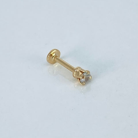 Piercing Circon Blanco / Oro Amarillo 18k (Joya) / 3mm / 0,3gr / 1.2cm / (Oreja) *