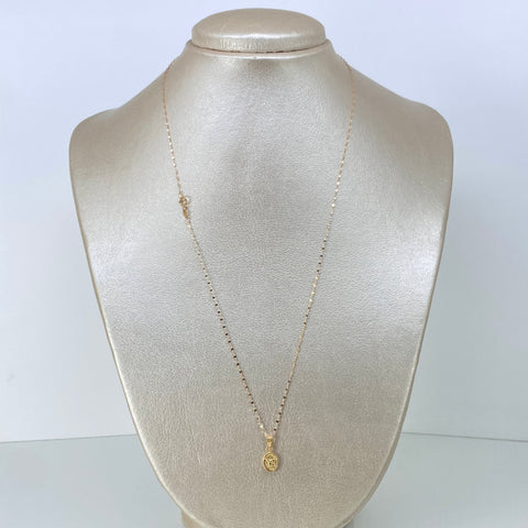 Set Cadena ● Crispeta + Dije San Miguel Arcangel Oro amarillo 18k 0,65 Gr / 1 mm / 50 Cm *