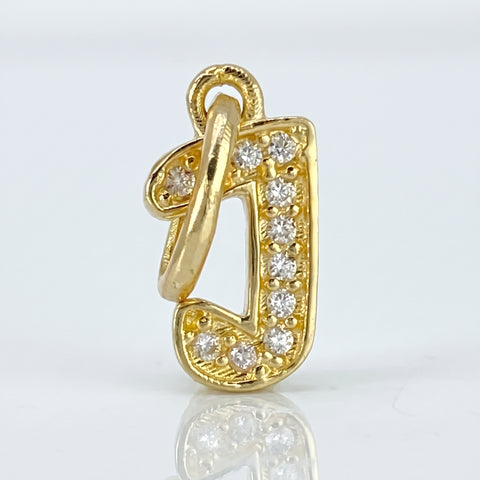 Dije Letra J Circones Blancos Oro amarillo 0,63 Gr / 1,6 Cm