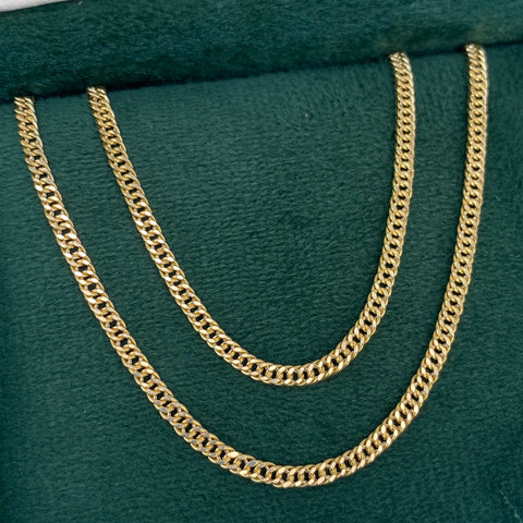 Cadena Cubana Doble Oro amarillo 18k 4,53 Gr / 2,5 mm / 60 Cm †