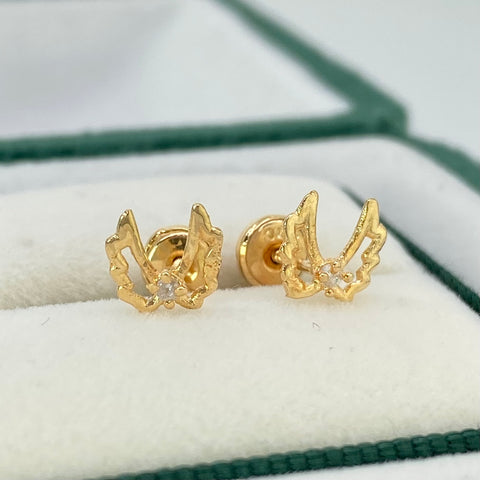 Topos Silueta Alas Circon Blanco Oro amarillo 18k 0,88 Gr / 6,6 mm