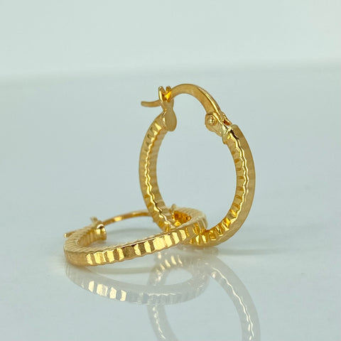 Candongas Redondas Rayadas Oro amarillo 18k 1,25 Gr / 1,9 Cm