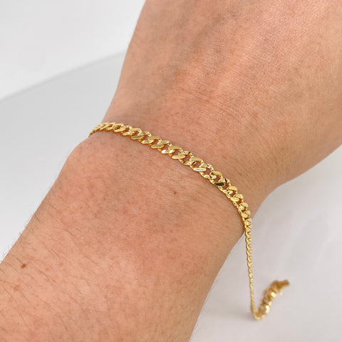 Pulso ● Cubano Monaco Diamantado Oro amarillo 18k +3 / 4,25 Gr / 3,7 mm / 20 Cm *