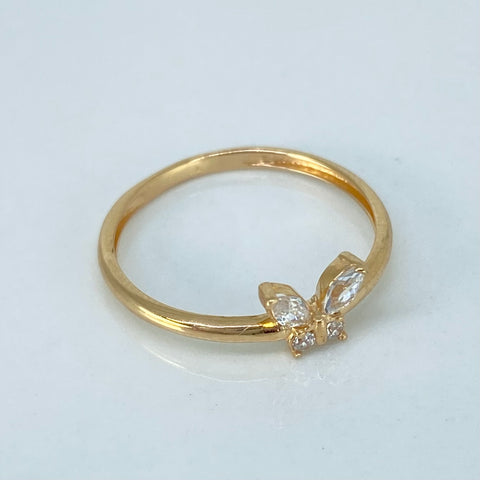 Anillo Solitario Mariposa Oro amarillo / Talla 6 3/4 / 1,2 Gr †