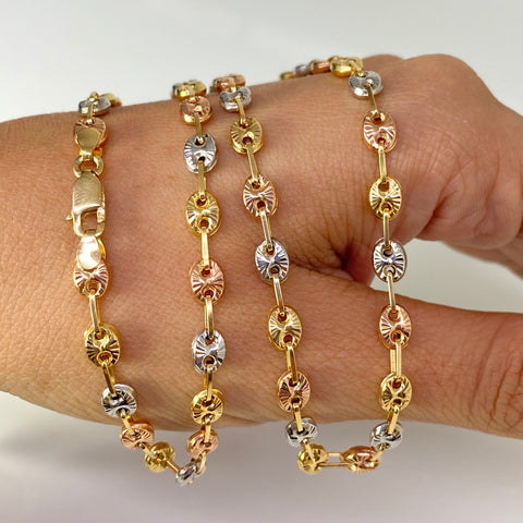 Cadena GC Diamantada Tres oros 18k 12,15 Gr / 4,5 mm / 62 Cm *