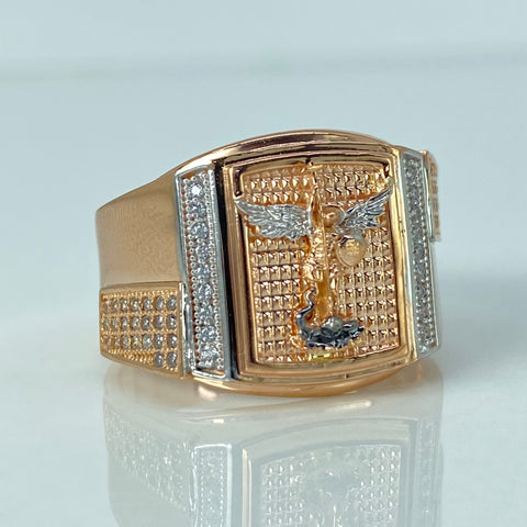 Anillo San Miguel Arcangel Circones Blancos Oro blanco y Oro rosa / Talla 11 / 8,75 Gr