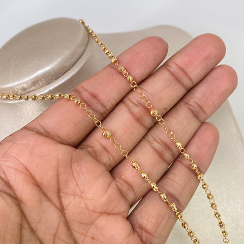 Rosario Virgen Guadalupe Bolas Diamantadas 5/4mm Oro amarillo 5,49 Gr / 45 Cm