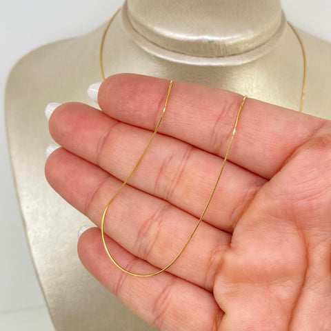 Cadena ● Mini Espejo Oro Amarillo 18k +3 / 1,75 Gr / 0,5 mm / 50 Cm *