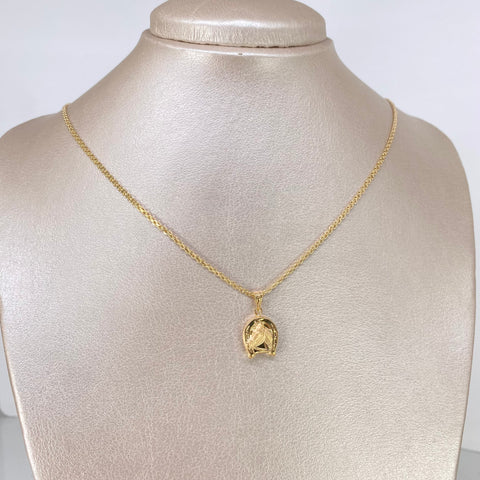 Set Cadena ● China + Dije Herradura Caballo Oro amarillo 18k 3,45 Gr / 1,7 mm / 60 Cm *
