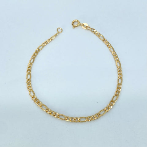 Pulso ● Tres Por Uno 3x1 Oro amarillo 18k +1 / 1,78 Gr / 3 mm / 19 Cm *