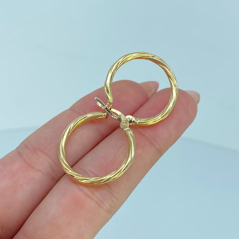 Candongas Entorchadas Oro amarillo 18k 1,93 Gr / 2,3 Cm †