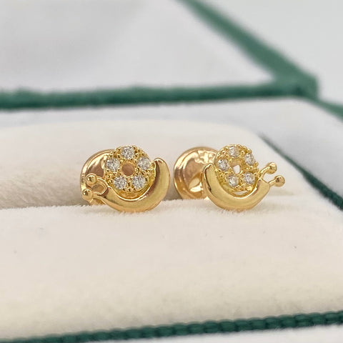 Topos Caracol Circones Blancos Oro amarillo 18k 0,77 Gr / 6,6 mm