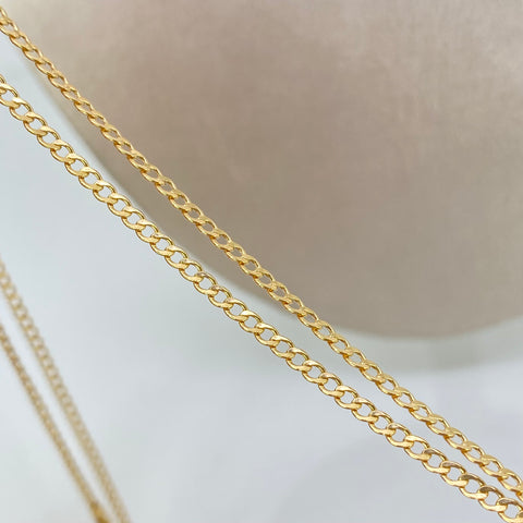 Set Cadena ● Cubana + Dije Cruz Cristo Oro amarillo 18k 2,52 Gr / 2 mm / 50 Cm *