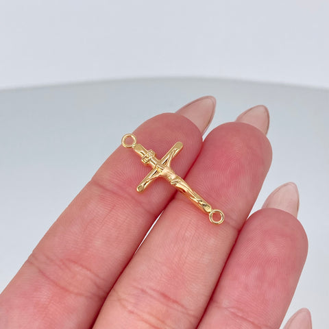 Herraje Cruz Cristo Oro amarillo 0,75 Gr / 2,7 Cm