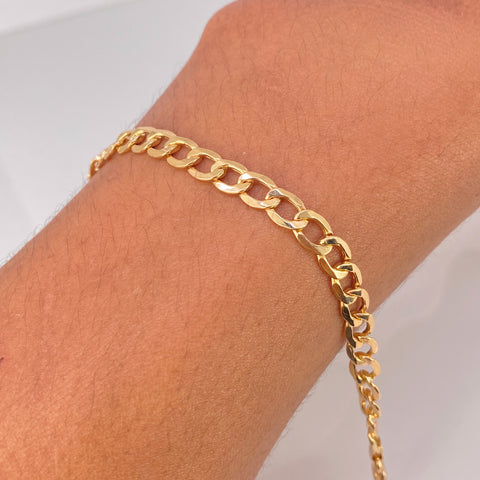 Pulso ● Cubano Oro amarillo 18k +1 / 4,3 Gr / 5,3 mm / 19,5 Cm