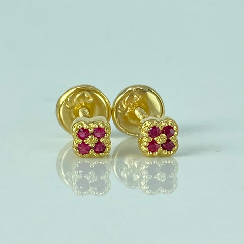 Topos Trebol Rubies 7PTS Oro amarillo 0,92 Gr / 3,8 mm *