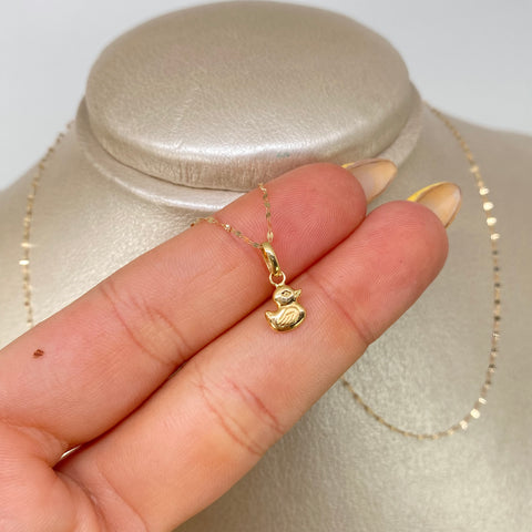 Set Cadena ● Crispeta + Dije Pato  Oro amarillo 18k 0,6 Gr / 1 mm / 45 Cm †