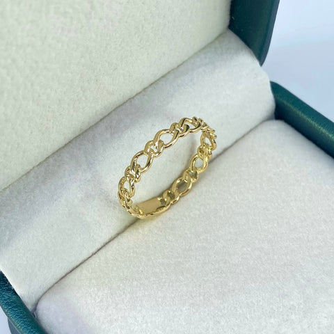 Anillo Cubano Oro amarillo 18k / Talla 8 / 2,04 Gr