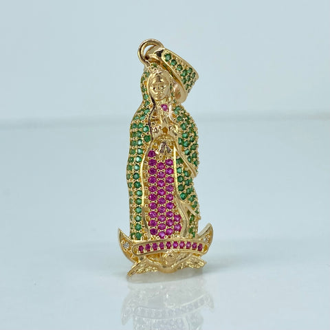 Dije Virgen Guadalupe Circones Blancos Oro amarillo 6,12 Gr / 4,2 Cm †