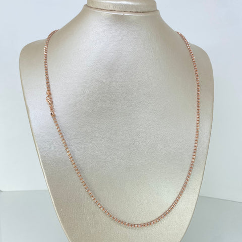 Cadena ● Punto Cuadrado Diamantado Oro blanco y Oro rosa 18k +3 / 12,15 Gr / 2,3 mm / 60 Cm *