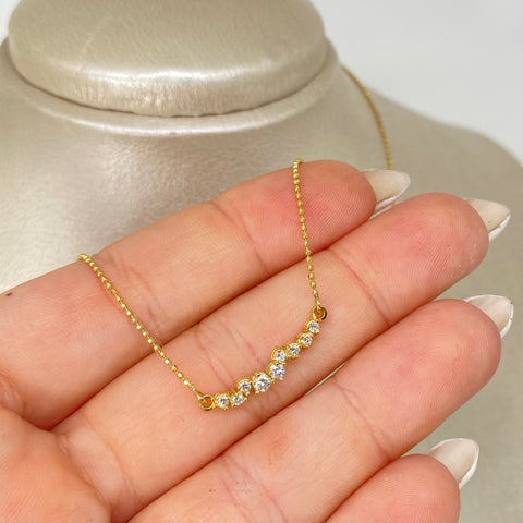 Cadena ● Mini Militar 8 Diamantes 22Pts Oro amarillo 18k 2,5 Gr / 1 mm / 42 Cm †
