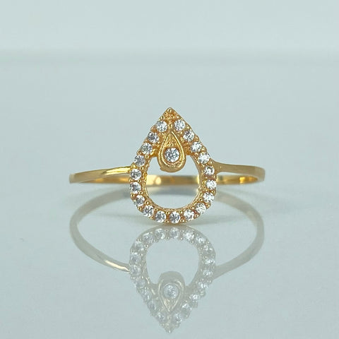 Anillo Gota Circones Blancos Oro amarillo 18k / Talla 6 1/2 / 0,95 Gr